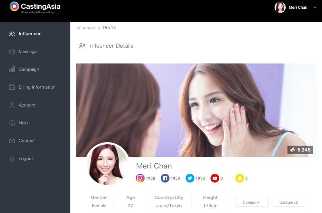 CastingAsia Influencer Profile 1